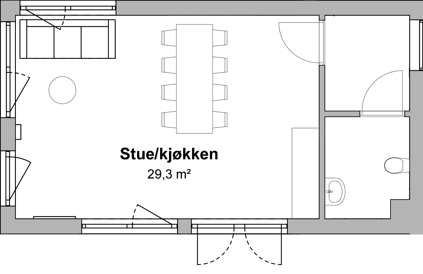 Plantegning av fellesrommet
